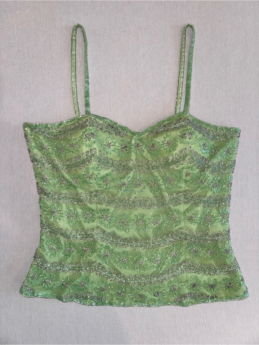 Vintage Y2K Silk Beaded Corset Top